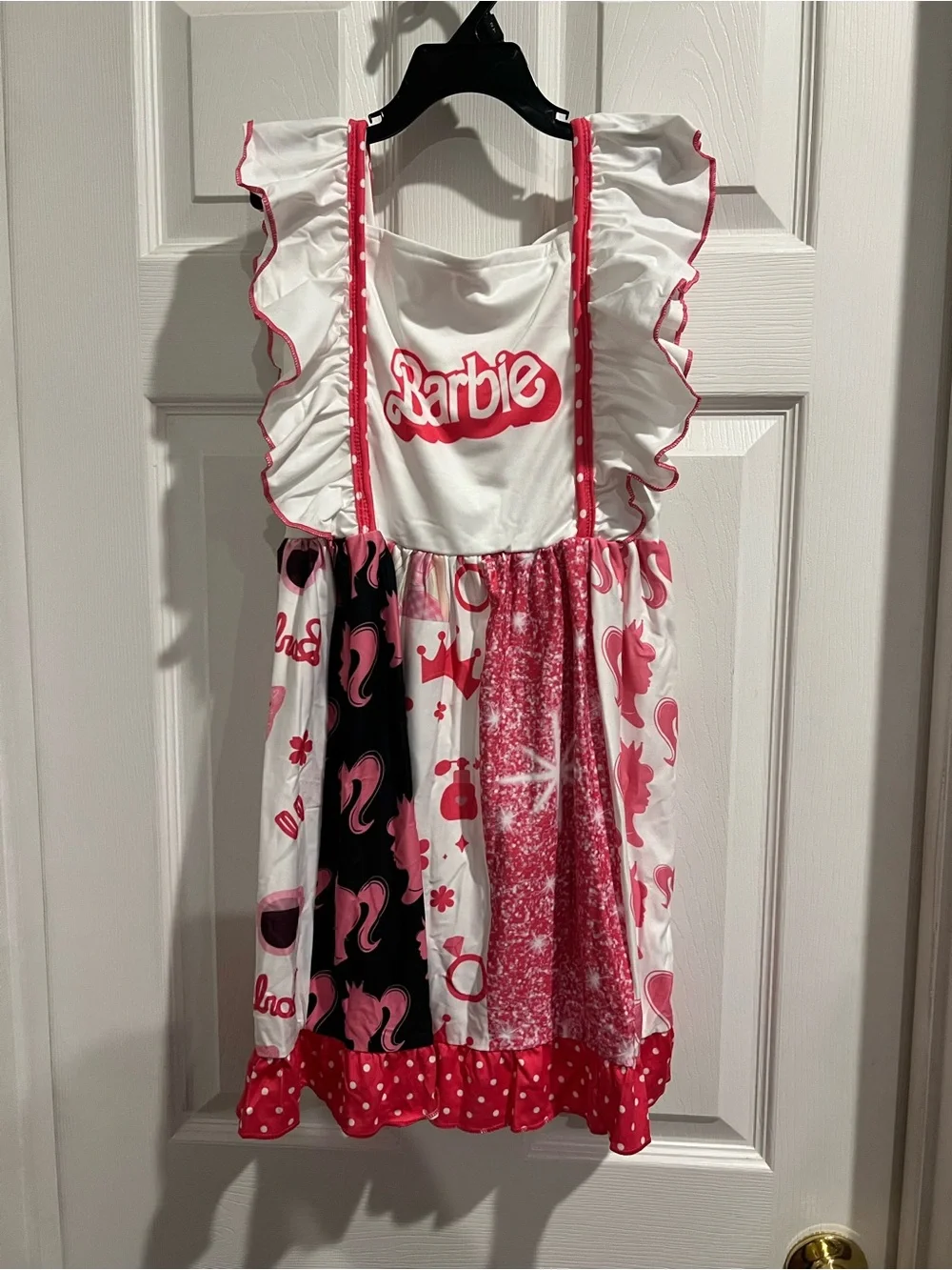 Barbie Pink, White & Black Patchwork Logo Dress
